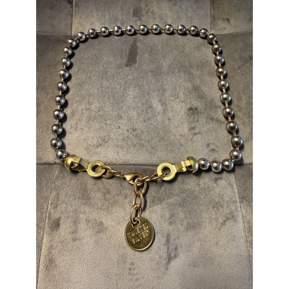 Twisted Silver Ball & Chain Necklace Silver
